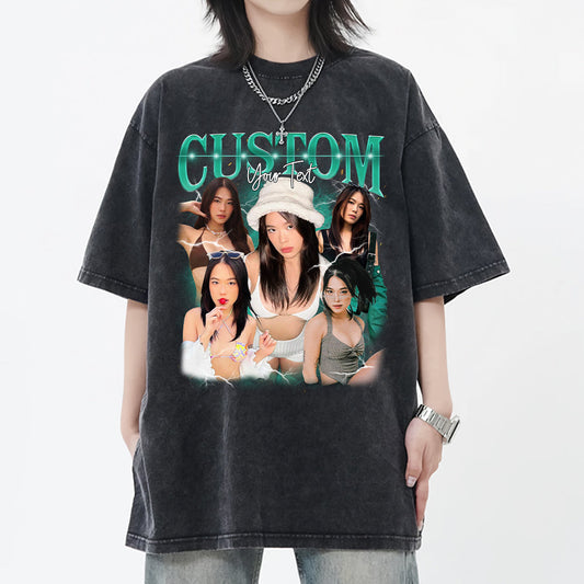 Personalisiertes Vintage-Bootleg-Rap-Shirt, individuelle Fotoideen, Valentinstagsgeschenk für Sie/Ihn