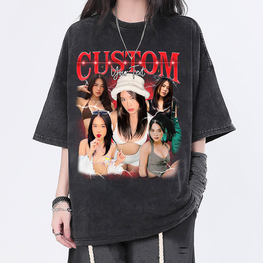 Personalisiertes Vintage Bootleg Rap Shirt, individuelles Foto-T-Shirt, Valentinstagsgeschenk für Sie/Ihn