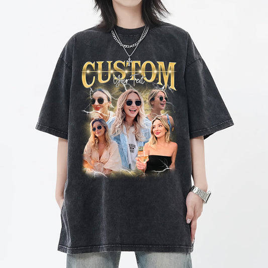 Personalisiertes Vintage-Bootleg-Rap-Shirt, individuelle Fotoideen, Valentinstagsgeschenk für Sie/Ihn
