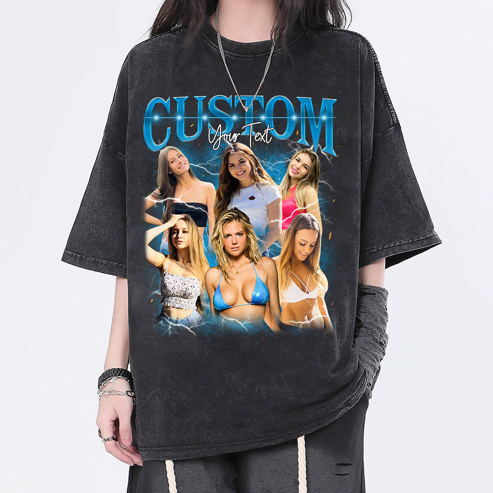 Personalisiertes Vintage-Bootleg-Rap-Shirt, individuelle Fotoideen, Valentinstagsgeschenk für Sie/Ihn