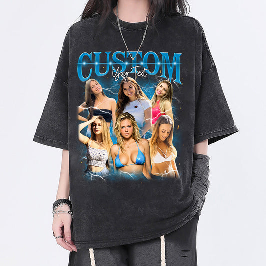 Personalisiertes Vintage-Bootleg-Rap-Shirt, individuelle Fotoideen, Valentinstagsgeschenk für Sie/Ihn