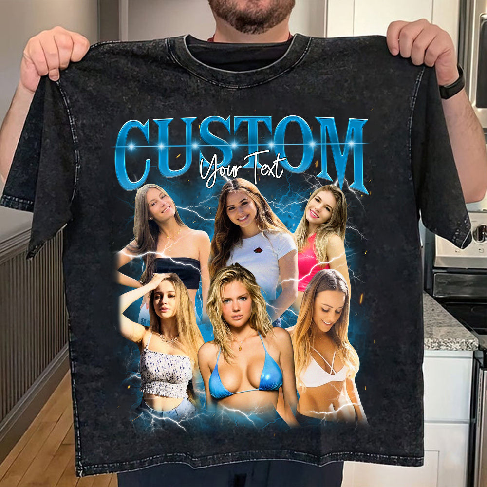 Personalisiertes Vintage-Bootleg-Rap-Shirt, individuelle Fotoideen, Valentinstagsgeschenk für Sie/Ihn