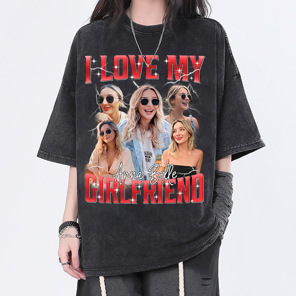 Personalisiertes Vintage Bootleg Rap Shirt, individuelles Foto-T-Shirt, Valentinstagsgeschenk für Sie/Ihn