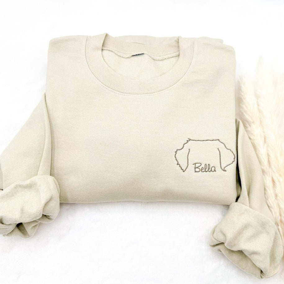 Custom Embroidered Dog Ear Outline Sweatshirt Hoodie With Names Keepsake Gift For Pet Lovers