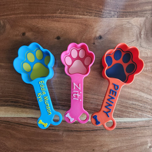 Personalisierter Futterlöffel mit Hundepfotenabdruck und Namen, Geschenk für Tierliebhaber