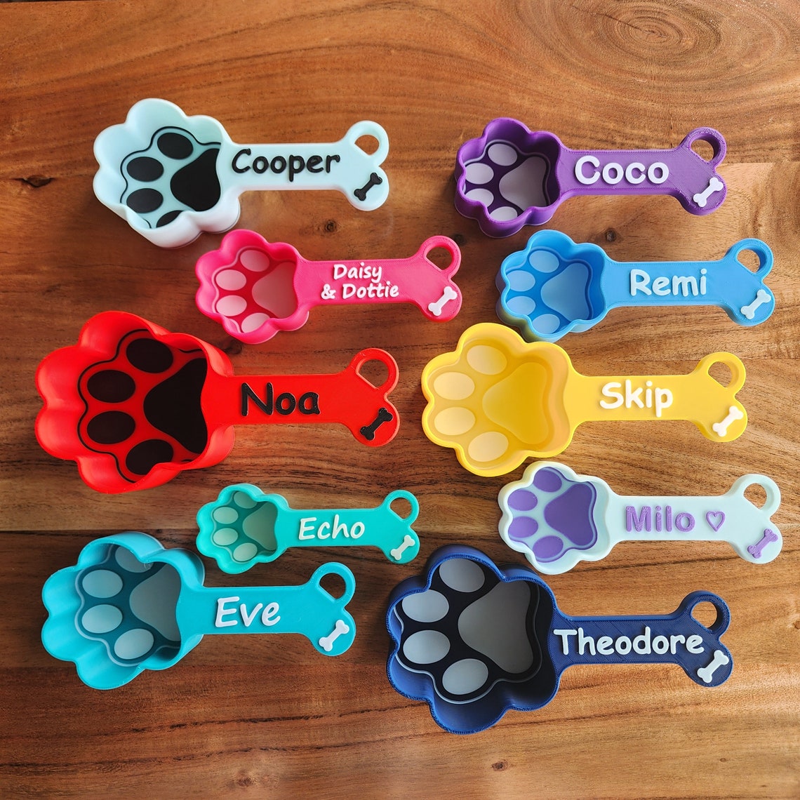 Personalisierter Futterlöffel mit Hundepfotenabdruck und Namen, Geschenk für Tierliebhaber