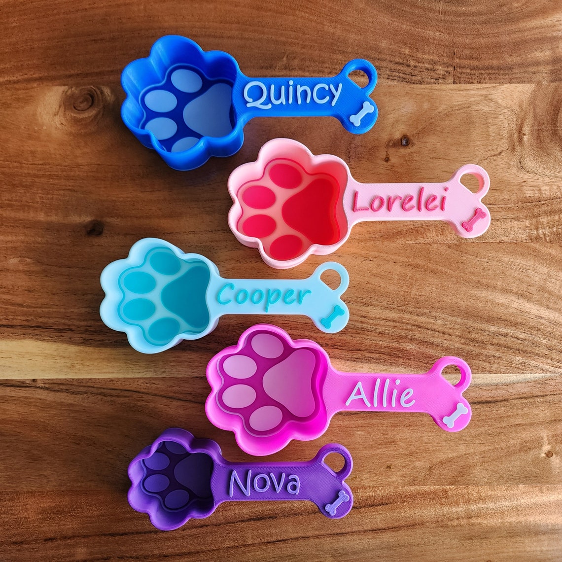 Personalisierter Futterlöffel mit Hundepfotenabdruck und Namen, Geschenk für Tierliebhaber