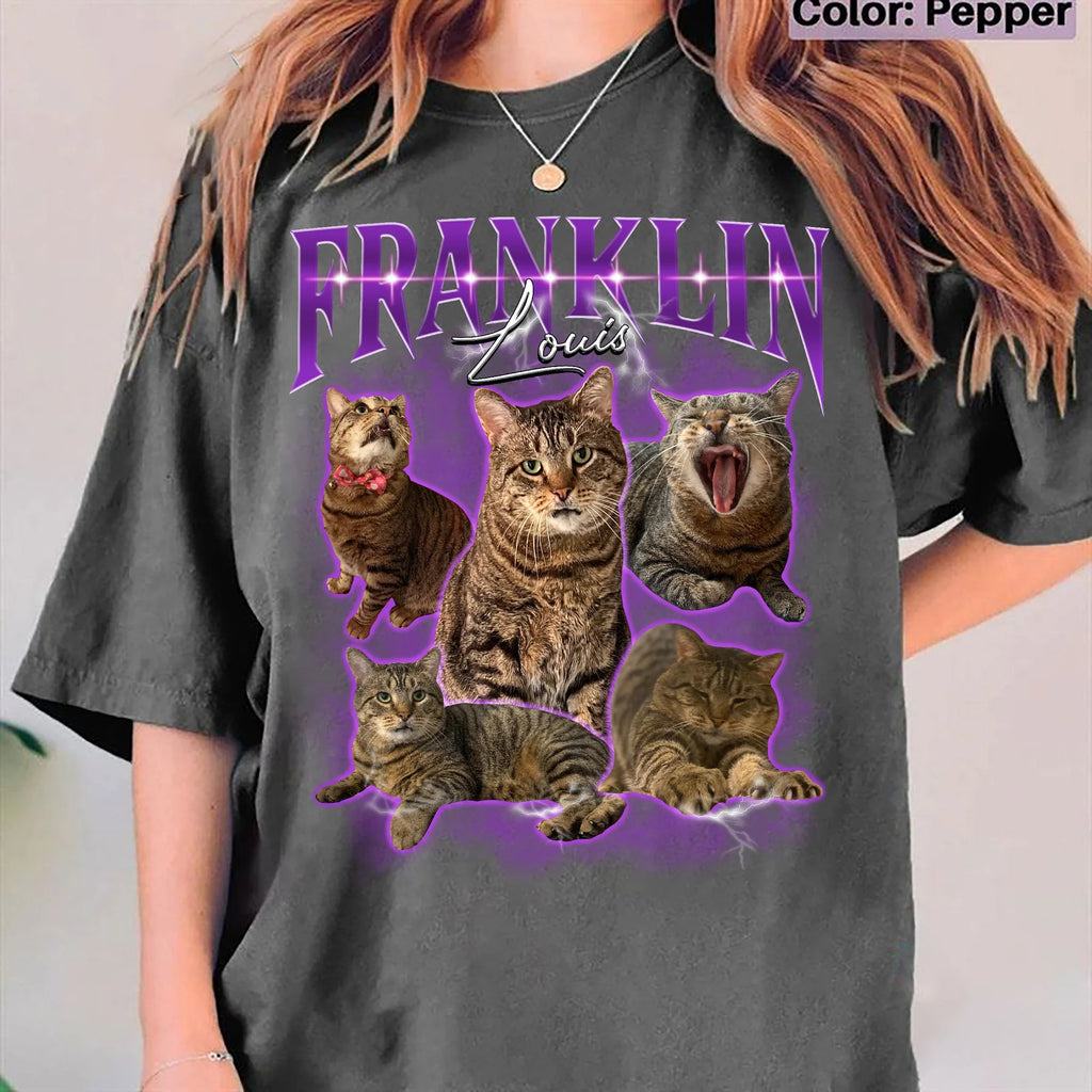 Personalisiertes Vintage-T-Shirt mit Haustierfotos, Geschenk für Tierliebhaber