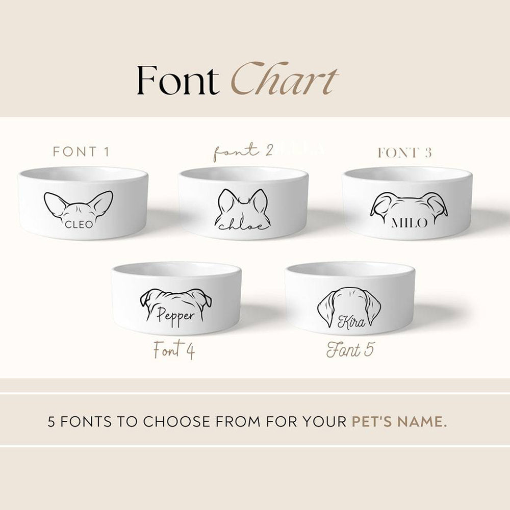 Cuenco de cerámica personalizado para perros con orejas de perro y nombre, regalo para amantes de las mascotas