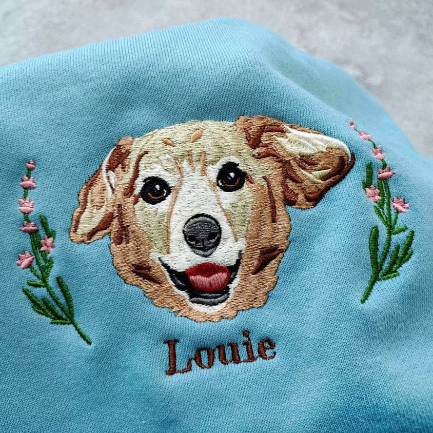 Sudadera con capucha y corona con retrato y nombre de mascota bordados, regalo de Navidad para amantes de las mascotas