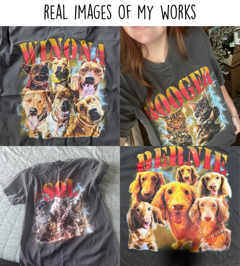 Personalisiertes Vintage-T-Shirt mit Haustierfotos, Geschenk für Tierliebhaber