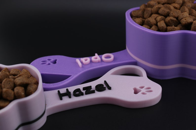 Personalisierte Futterschaufel mit Hundepfotenabdruck und Namen, Geschenk für Hundeliebhaber