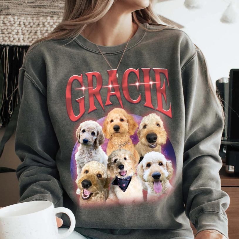Personalisiertes Vintage-T-Shirt mit Haustierfotos, Geschenk für Tierliebhaber