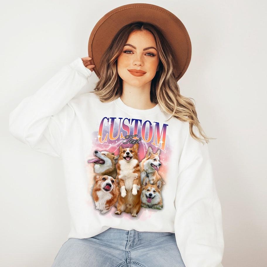 Personalisiertes Vintage-T-Shirt mit Haustierfotos, Geschenk für Tierliebhaber