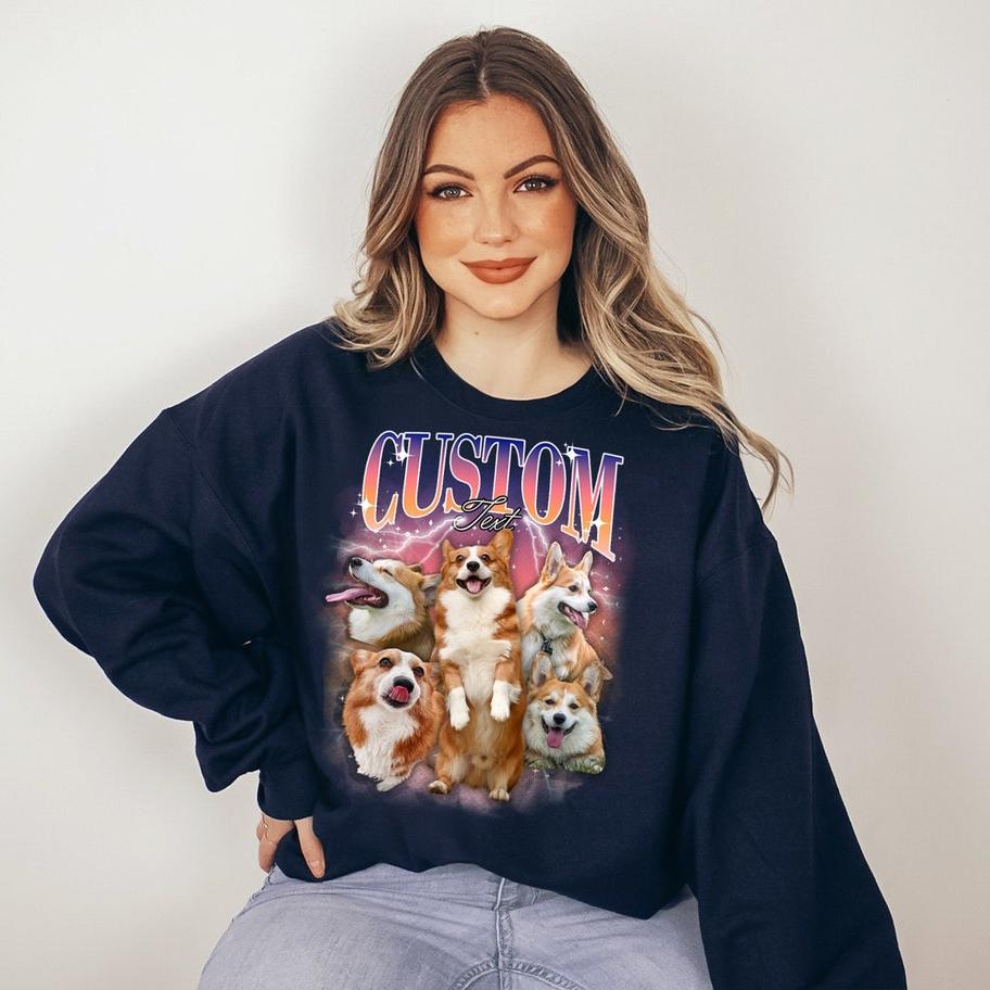 Personalisiertes Vintage-T-Shirt mit Haustierfotos, Geschenk für Tierliebhaber
