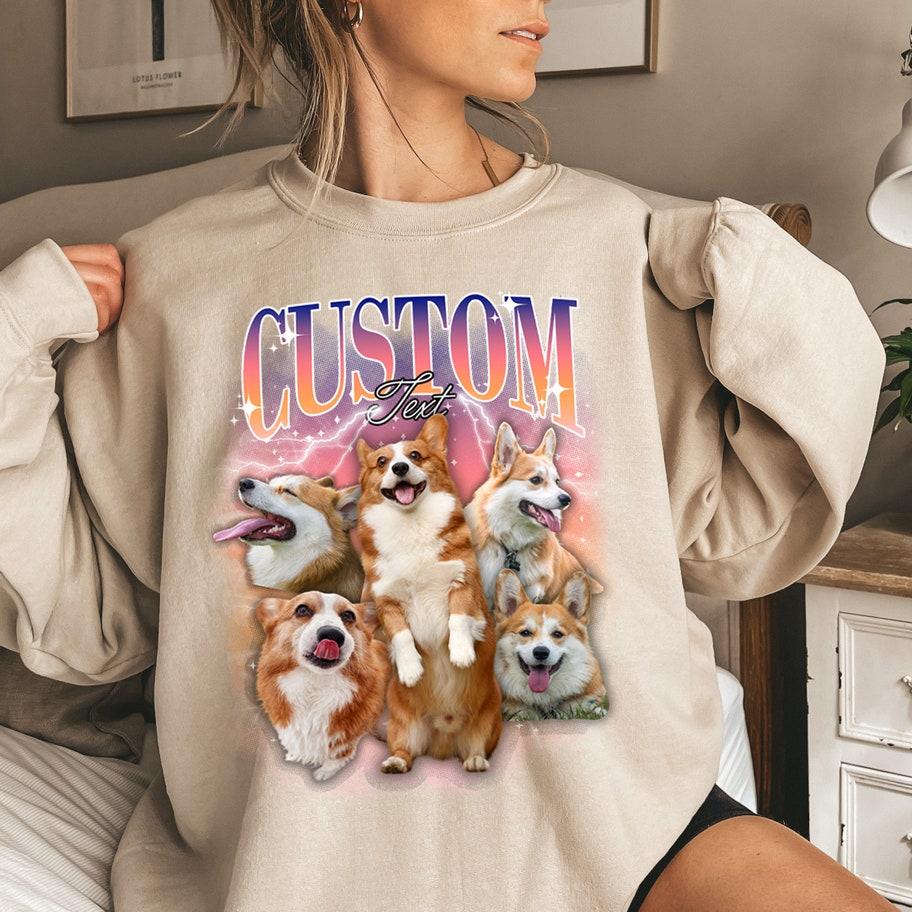 Personalisiertes Vintage-T-Shirt mit Haustierfotos, Geschenk für Tierliebhaber