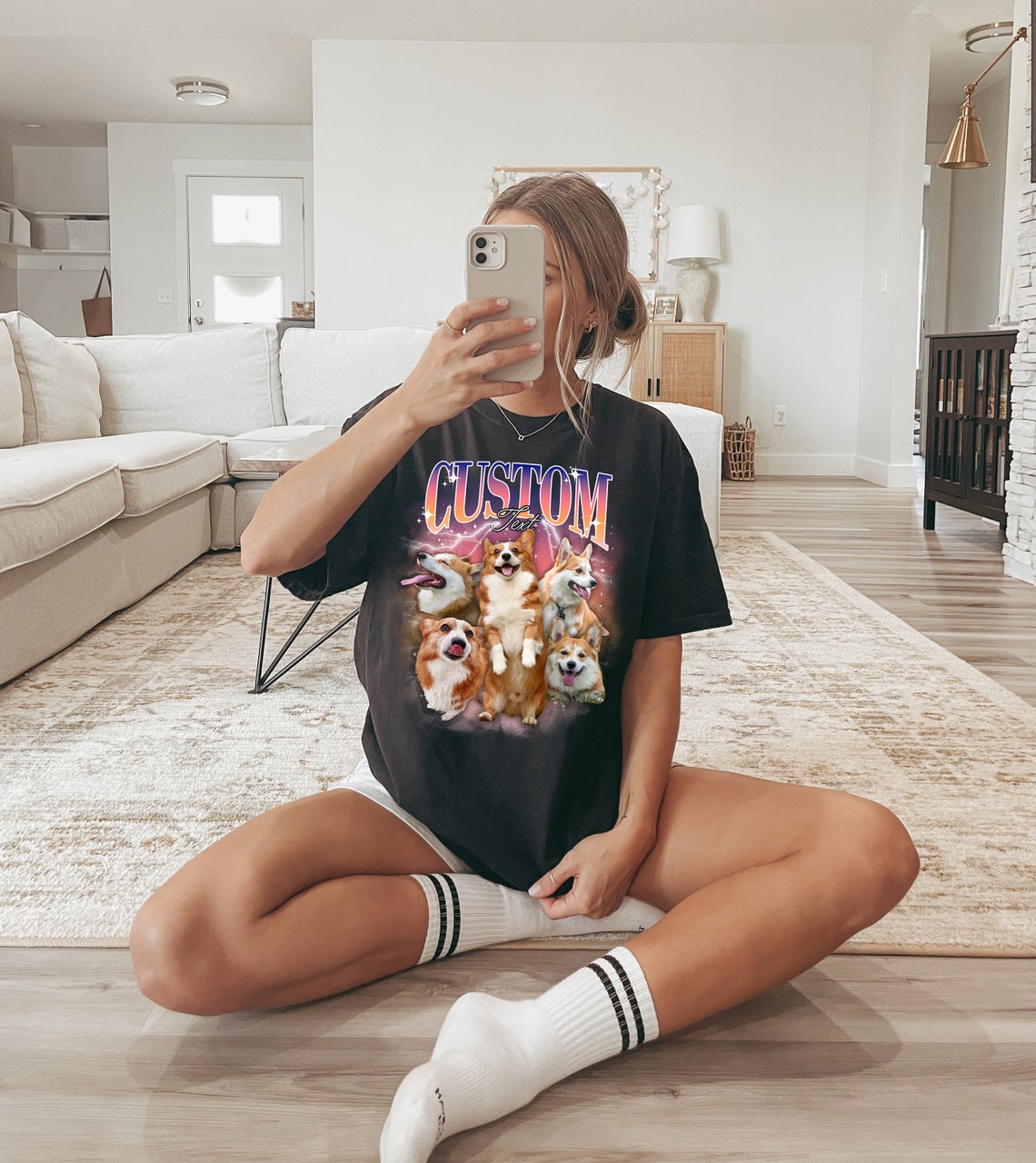 Personalisiertes Vintage-T-Shirt mit Haustierfotos, Geschenk für Tierliebhaber
