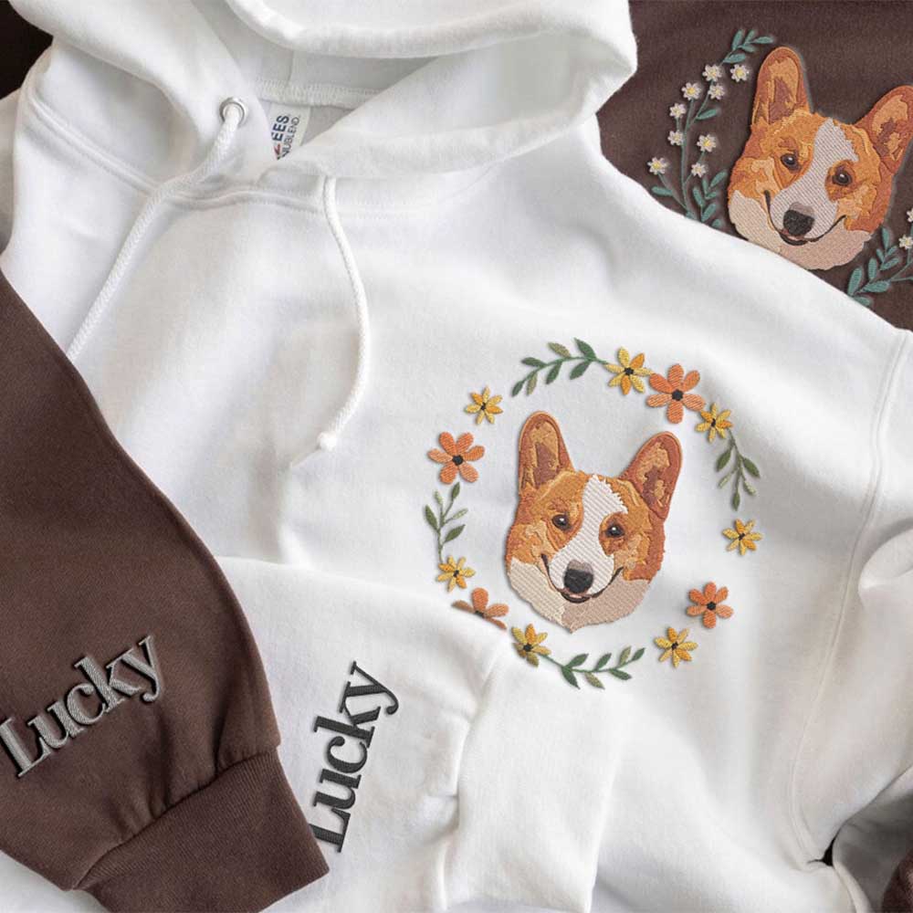 Personalisiertes besticktes Haustiergesicht und Haustiername Sweatshirt Hundeportrait bestickt Crewneck Haustierliebhaber Geschenk