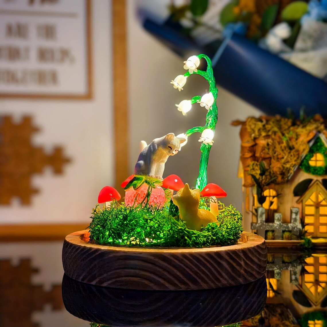 Custom Pet Figurine Mushroom Lamp Christmas Gift For Pet Lovers Unique Home Decor