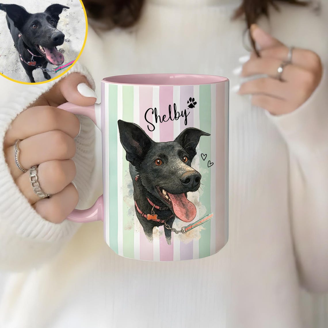 Tasse photo personnalisée pour animaux de compagnie avec visage et nom de chien, cadeau pour les amoureux des chiens