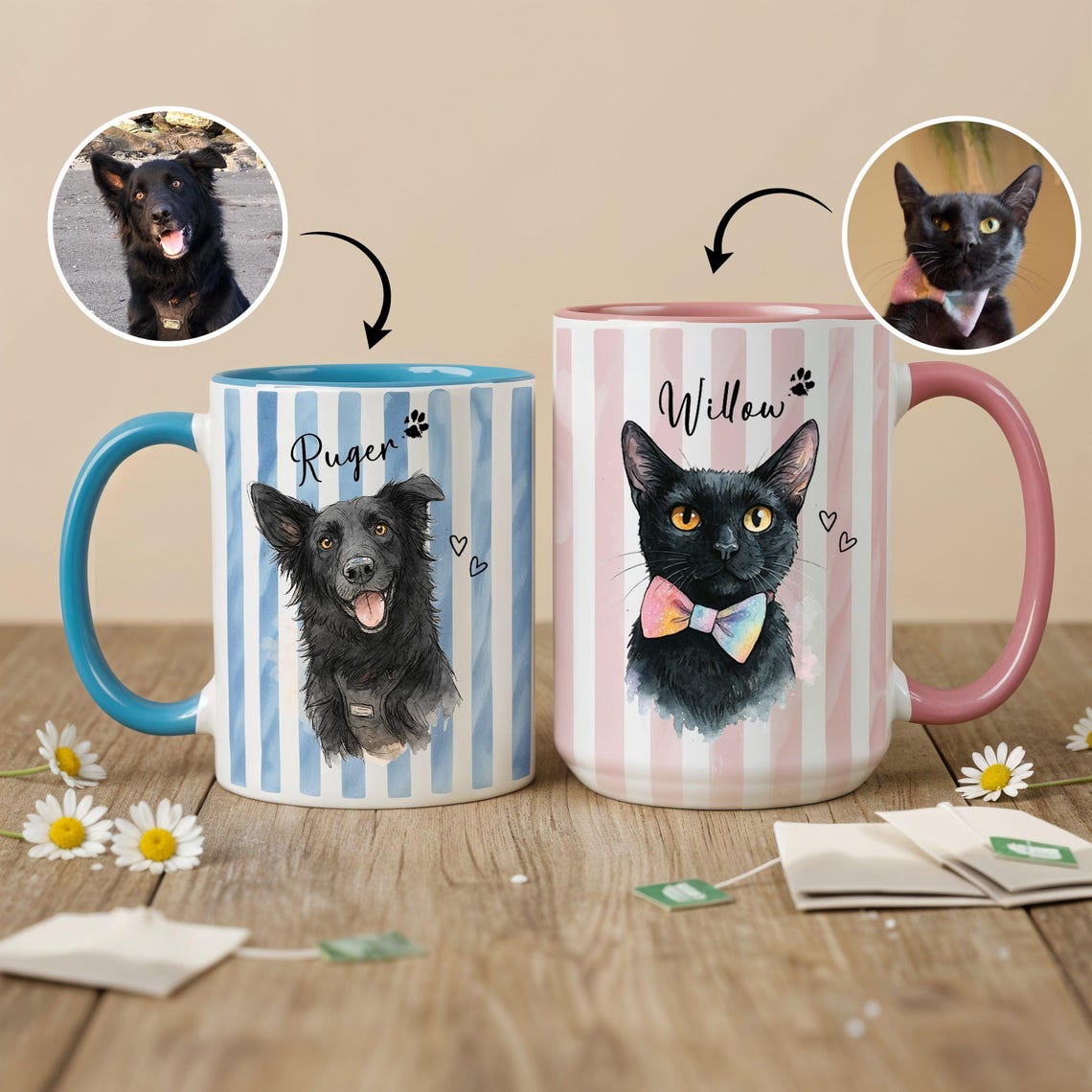 Tasse photo personnalisée pour animaux de compagnie avec visage et nom de chien, cadeau pour les amoureux des chiens