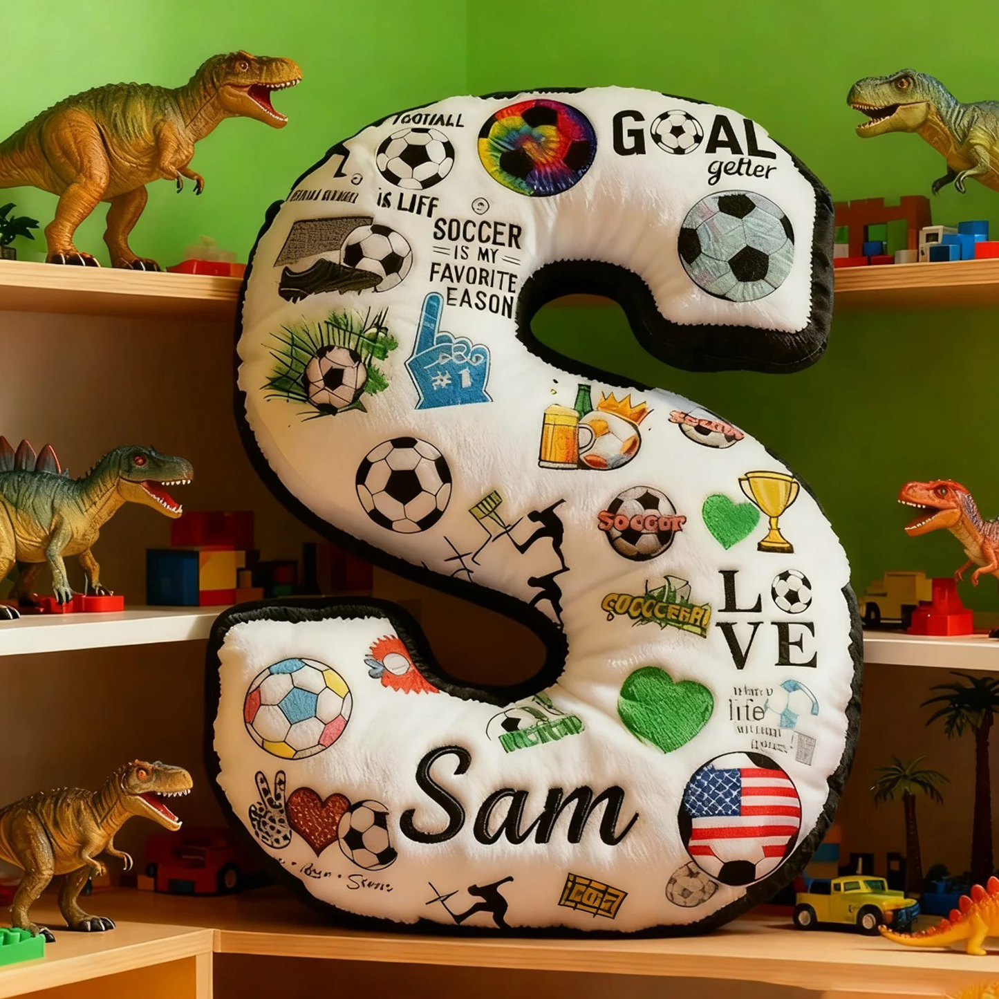 Personalized Soccer Themed Letter with Your Initial and Name for Soccer Enthusiasts