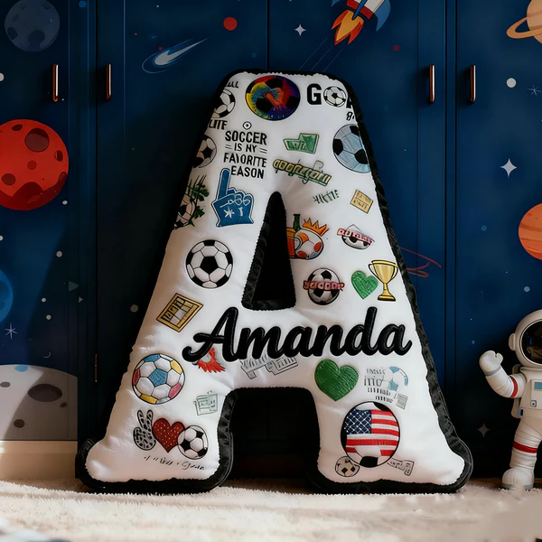 Personalized Soccer Themed Letter with Your Initial and Name for Soccer Enthusiasts