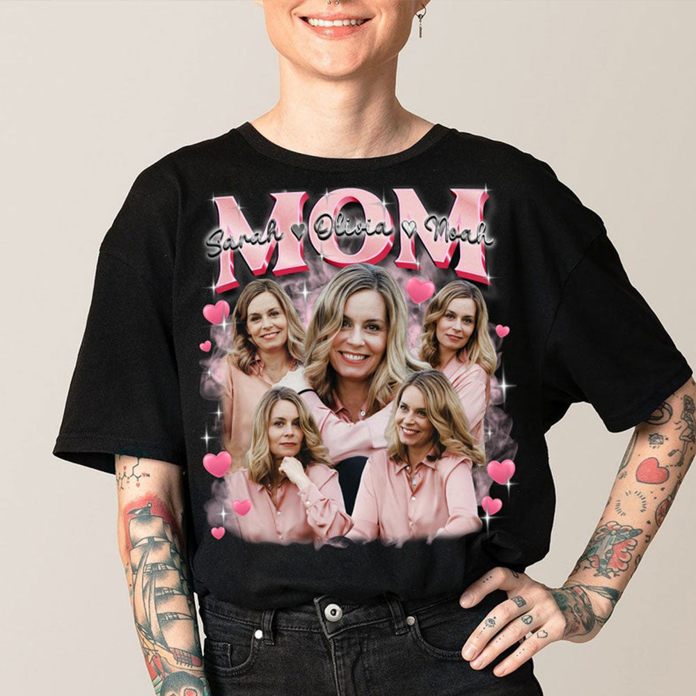Benutzerdefinierte Foto Vintage Mama Sweatshirt mit Kinder Namen