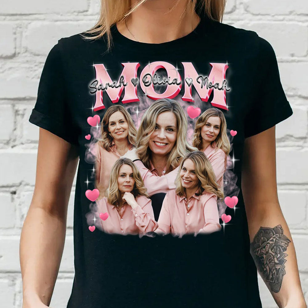 Benutzerdefinierte Foto Vintage Mama Sweatshirt mit Kinder Namen