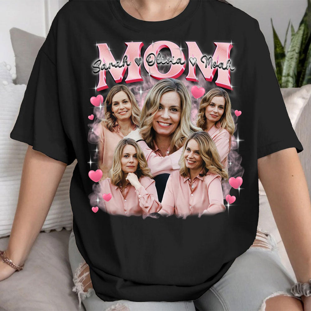 Benutzerdefinierte Foto Vintage Mama Sweatshirt mit Kinder Namen