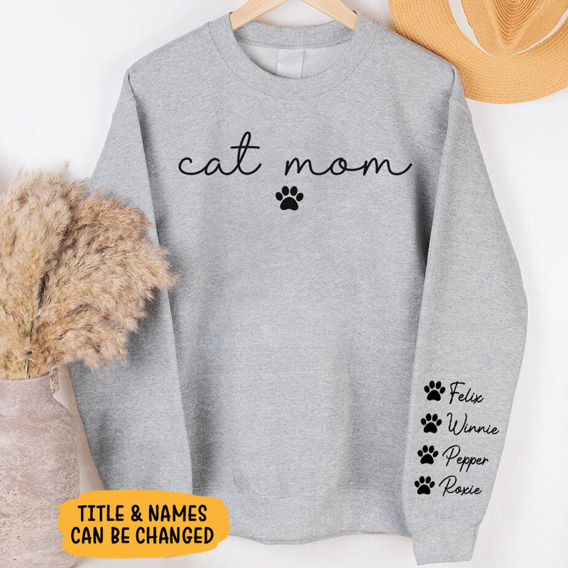 Sudadera con bordado de mamá perrita y nombres de mascotas en la manga, regalo para amantes de las mascotas
