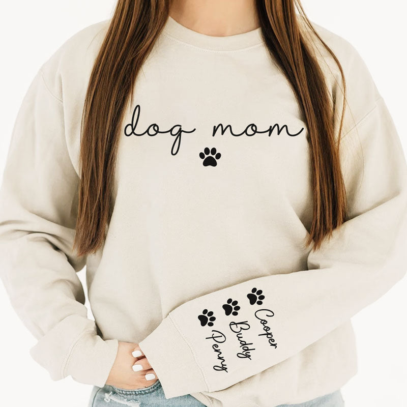 Sudadera con bordado de mamá perrita y nombres de mascotas en la manga, regalo para amantes de las mascotas