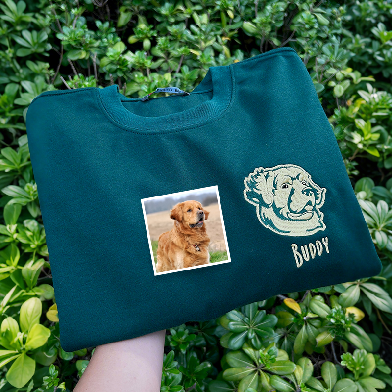 Custom Embroidered Pet Portraits Simple Icons Sweatshirt Christmas Keepsake Gift For Dog Cat Owner