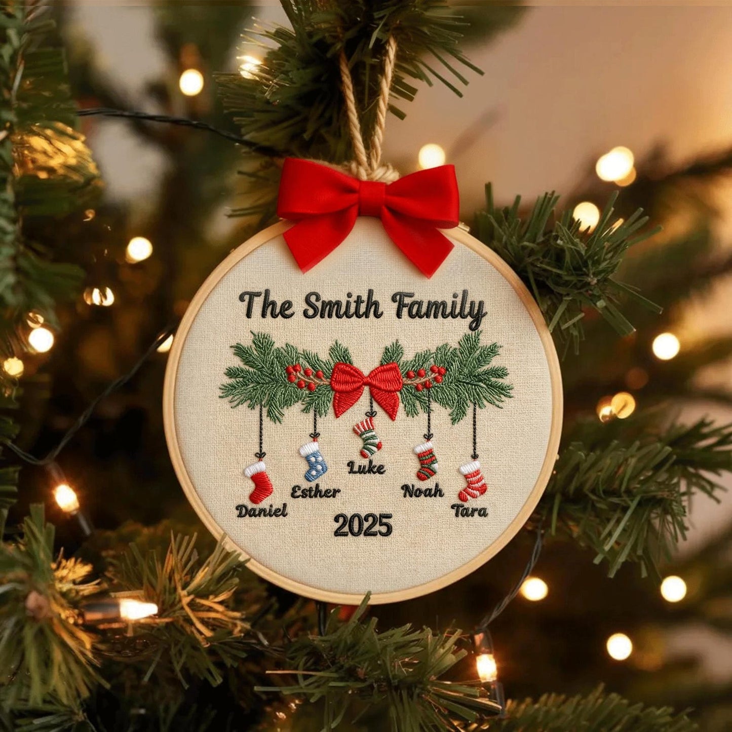 Personalized Embroidery Family Christmas Ornament Gift for Families 2025
