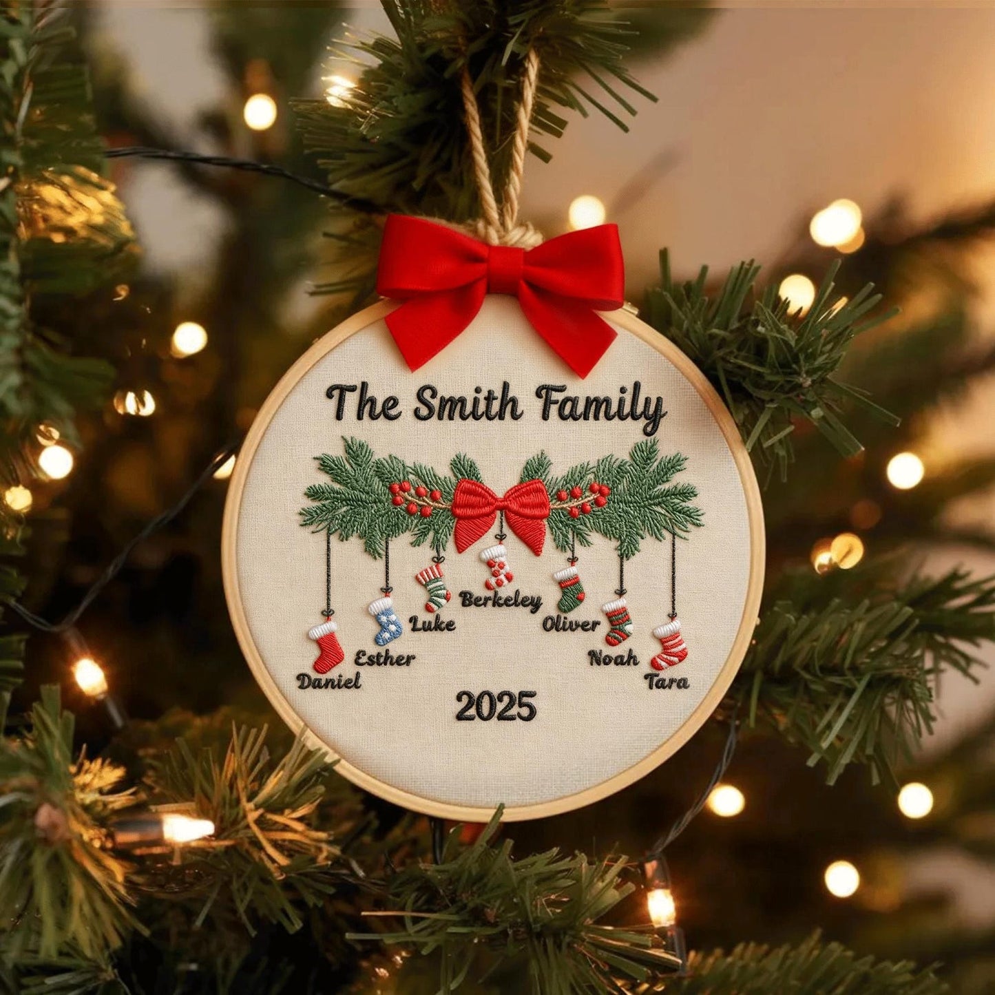 Personalized Embroidery Family Christmas Ornament Gift for Families 2025