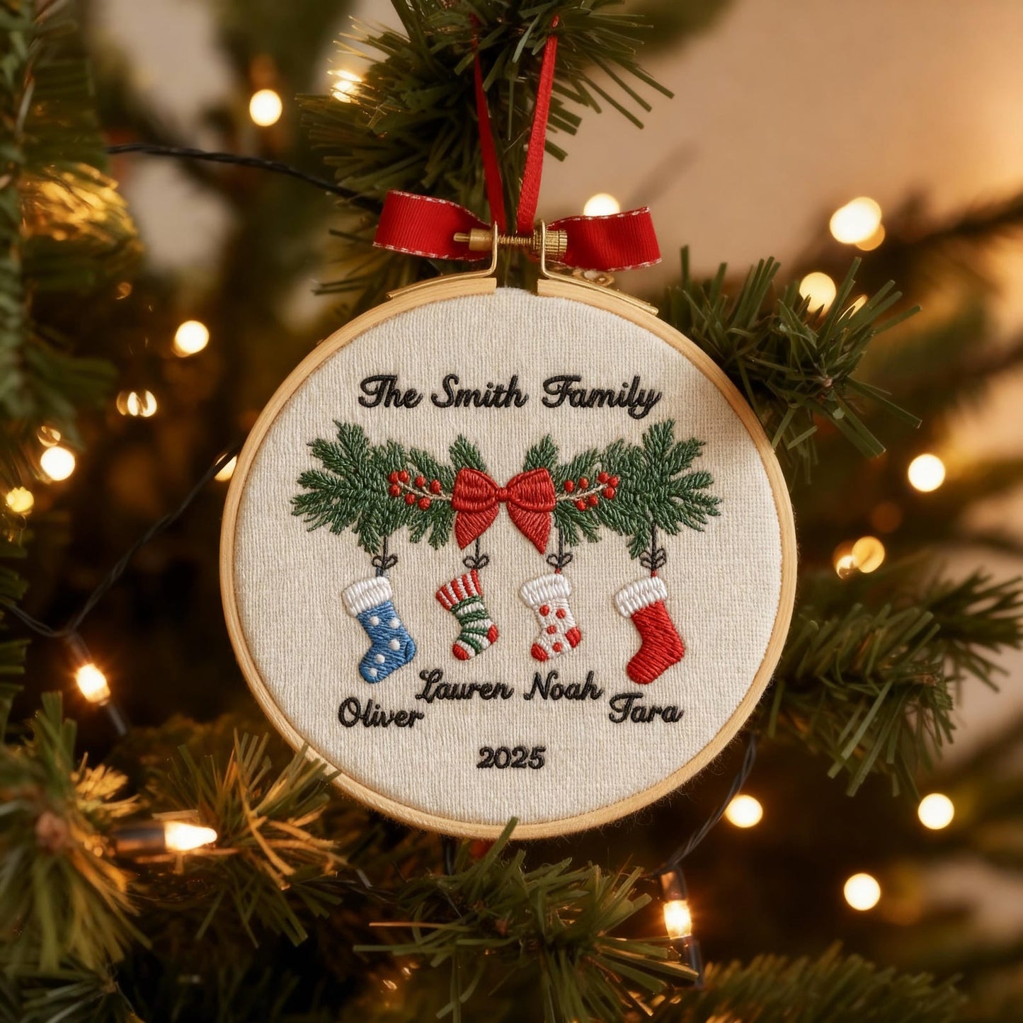 Personalized Embroidery Family Christmas Ornament Gift for Families 2025
