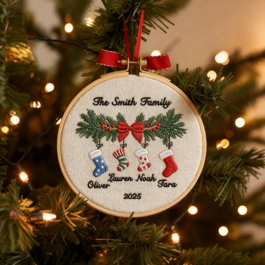 Personalized Embroidery Family Christmas Ornament Gift for Families 2025