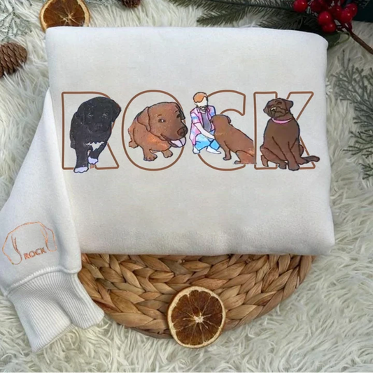 Personalisiertes besticktes Haustiergesicht und Haustiername Sweatshirt Hundeportrait bestickt Crewneck Haustierliebhaber Geschenk