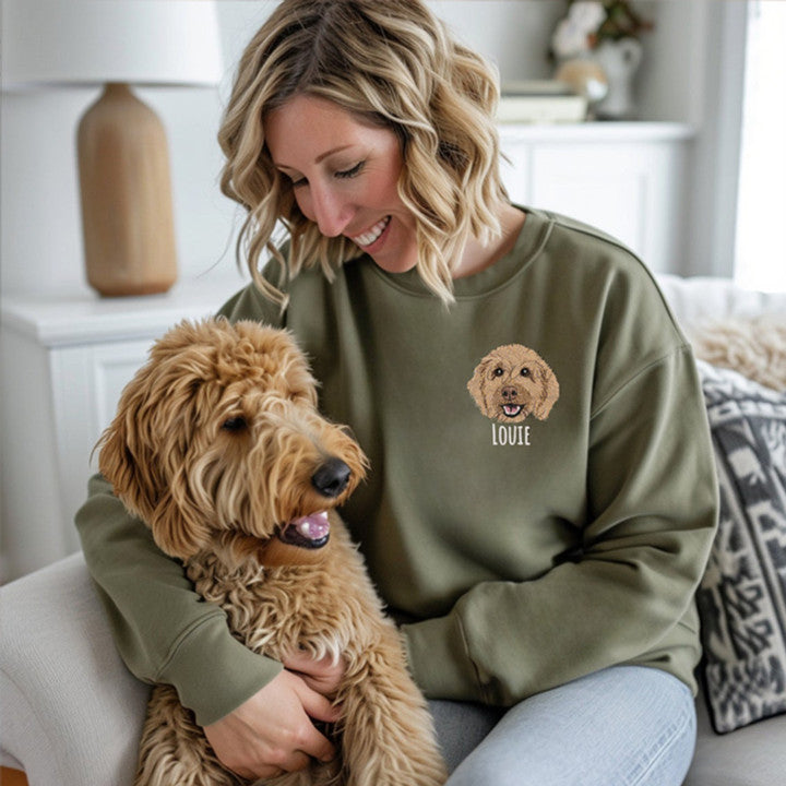 Sudadera con cuello redondo para mascotas bordada personalizada, regalos de amor para amantes de las mascotas