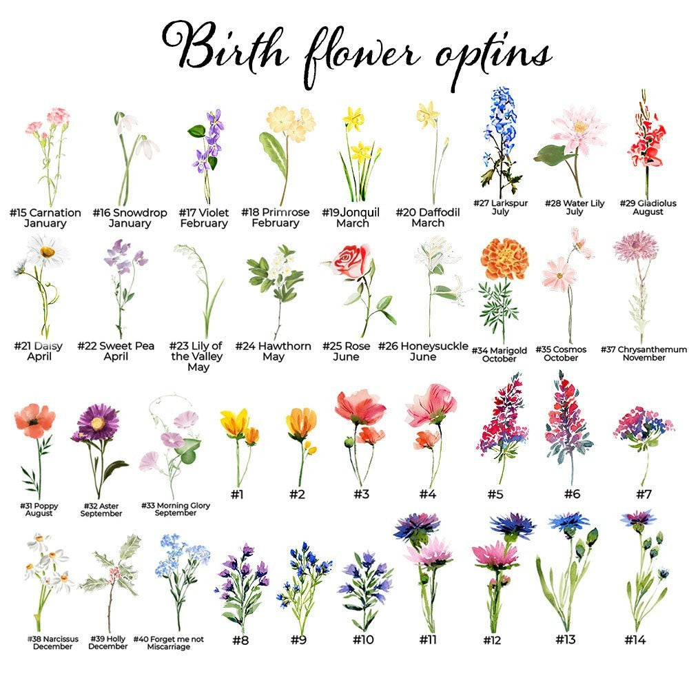 Fleur en verre personnalisée pour le mois de naissance, cadeaux uniques pour maman, grand-mère, fête des mères, idées cadeaux de Noël