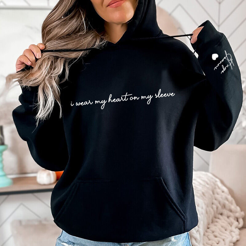 Benutzerdefinierte bestickte tragen Herz auf Ärmel Sweatshirt Muttertagsgeschenk für Mama und Oma