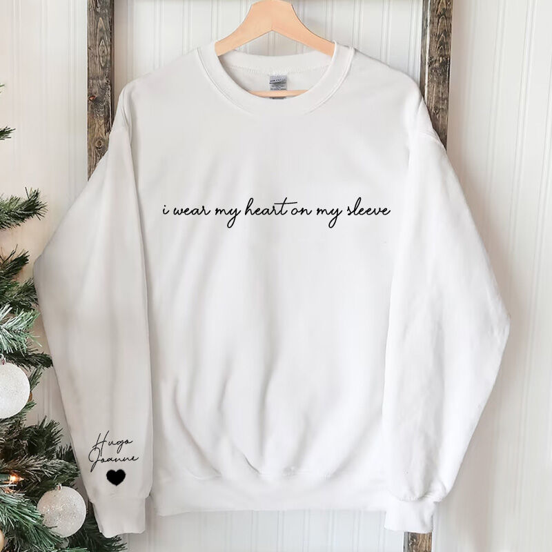 Benutzerdefinierte bestickte tragen Herz auf Ärmel Sweatshirt Muttertagsgeschenk für Mama und Oma