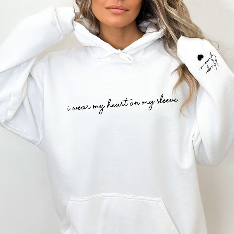 Benutzerdefinierte bestickte tragen Herz auf Ärmel Sweatshirt Muttertagsgeschenk für Mama und Oma