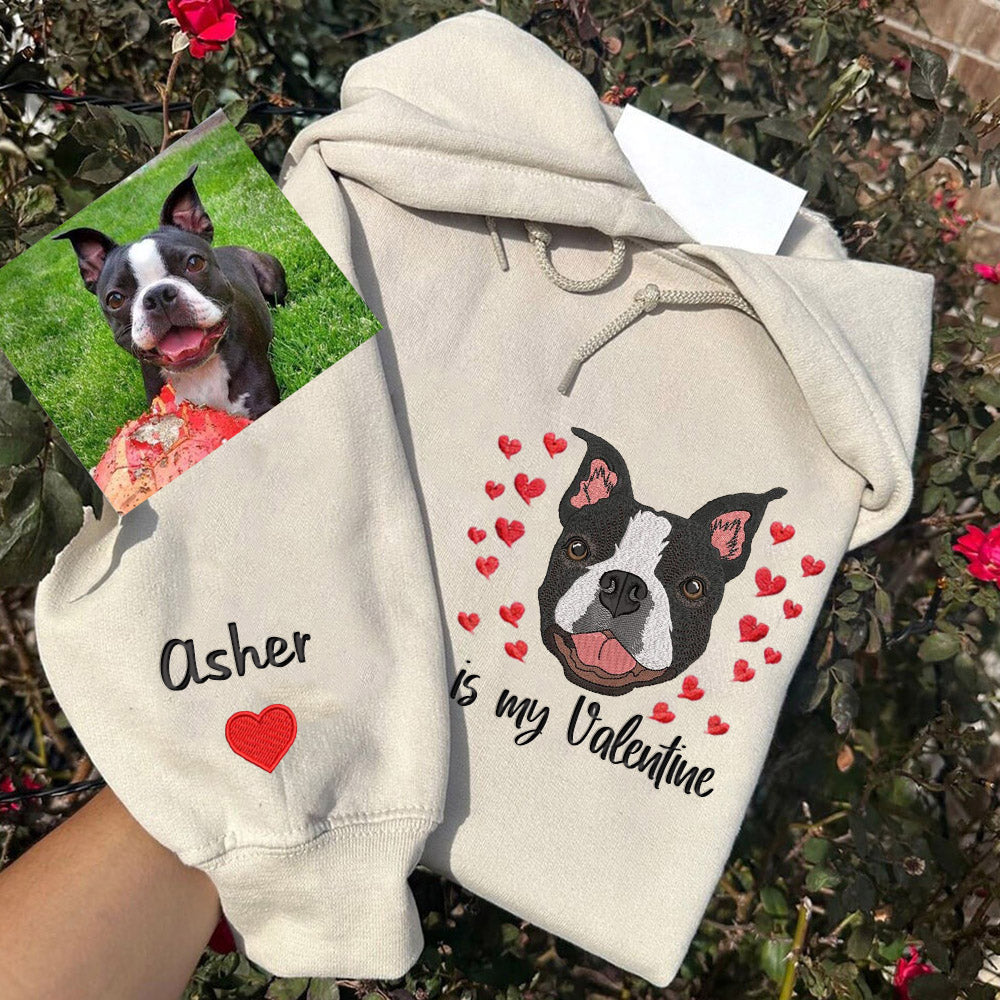 Cara de mascota bordada personalizada y nombre de mascota sudadera retrato de perro bordado cuello redondo regalo amante de las mascotas
