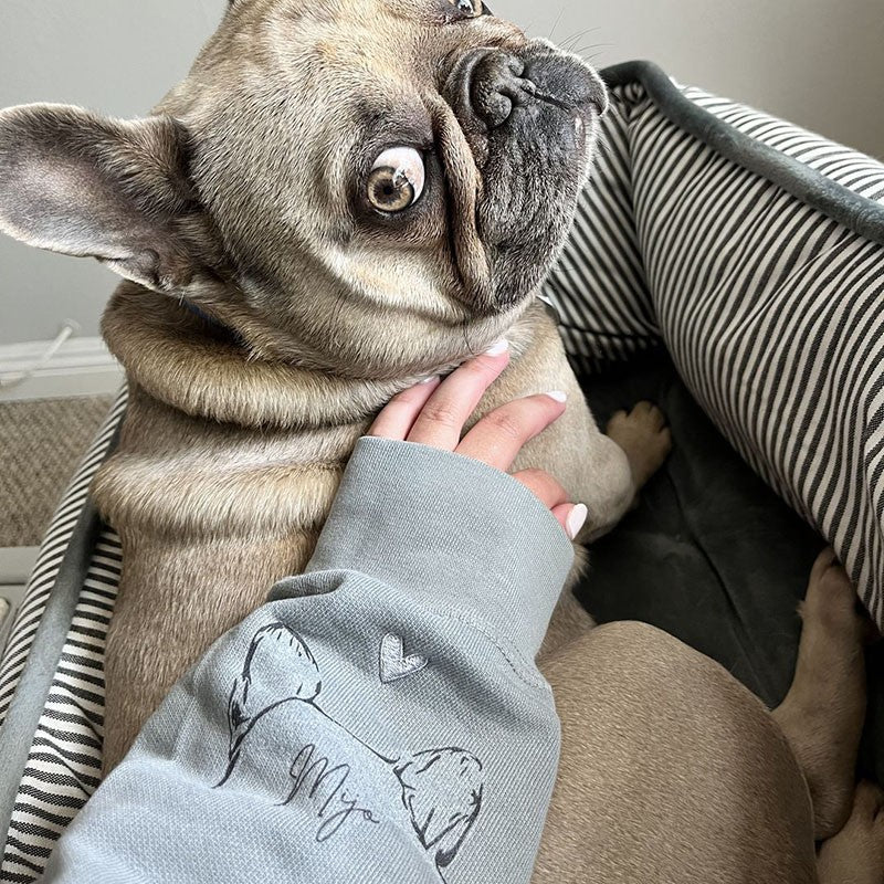 Sudadera con capucha personalizada con orejas de mascota bordadas "Llevo mi corazón en la manga", regalo para amantes de los perros