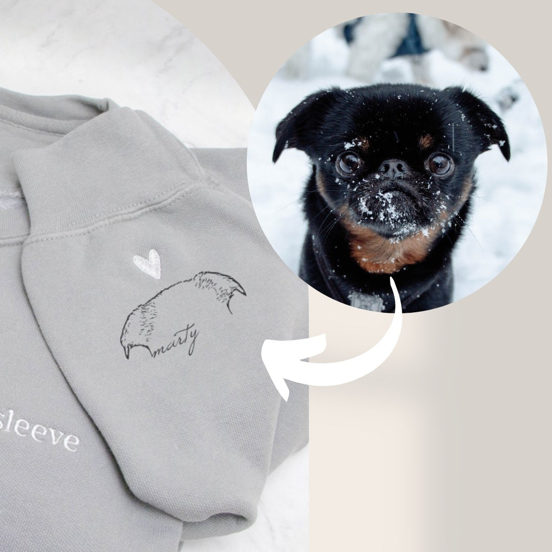 Sudadera con capucha personalizada con orejas de mascota bordadas "Llevo mi corazón en la manga", regalo para amantes de los perros