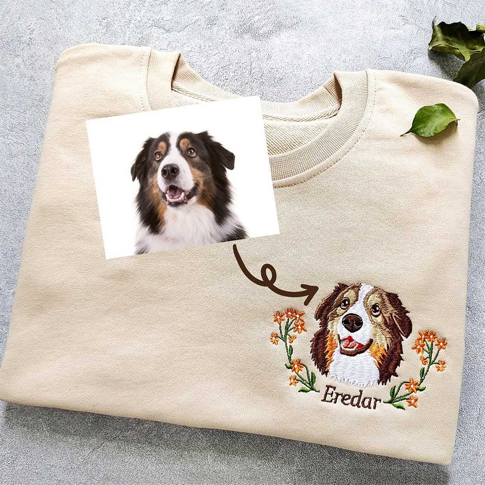 Sudadera con capucha y corona con retrato y nombre de mascota bordados, regalo de Navidad para amantes de las mascotas