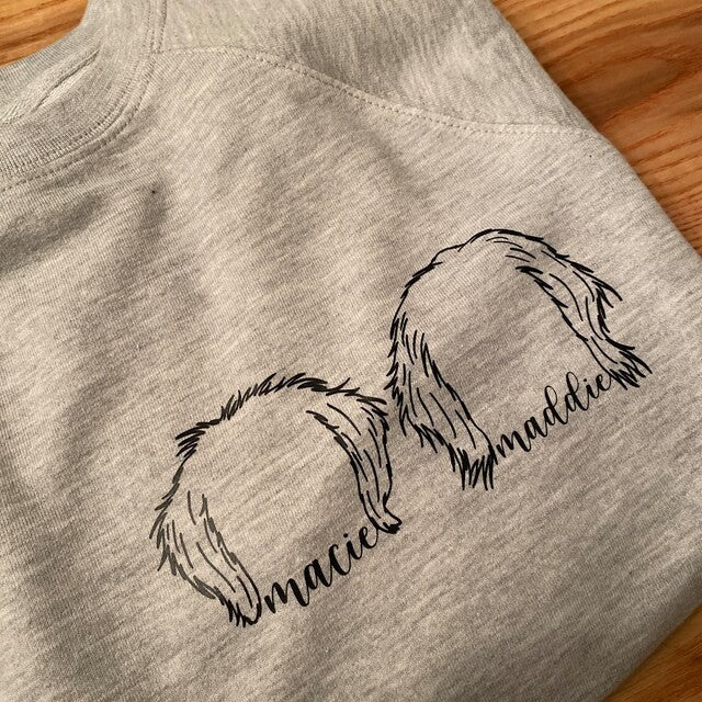 Embroidered Dog Mom Sweatshirt Hoodie with Custom Dog Ear and Name Gift For Dog Lovers