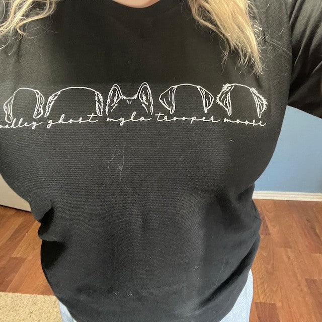 Embroidered Dog Mom Sweatshirt Hoodie with Custom Dog Ear and Name Gift For Dog Lovers