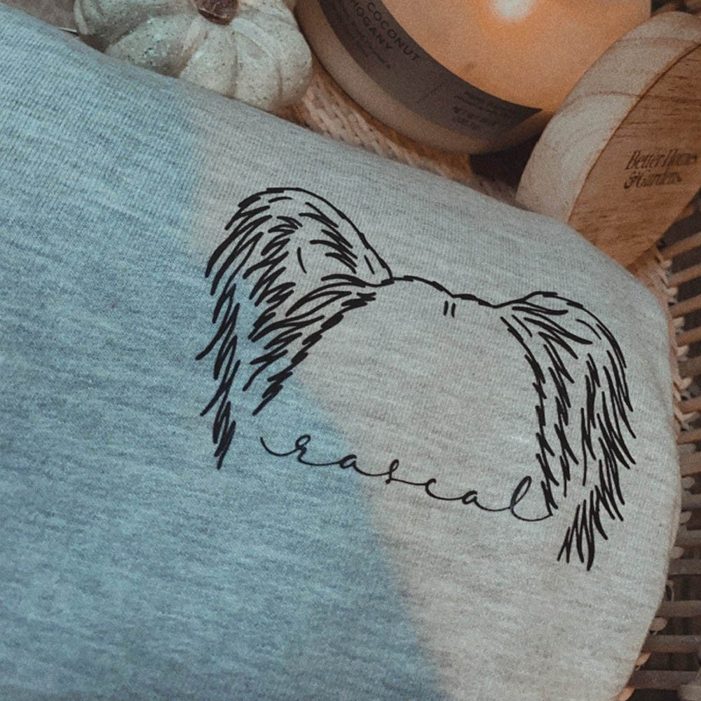 Embroidered Dog Mom Sweatshirt Hoodie with Custom Dog Ear and Name Gift For Dog Lovers